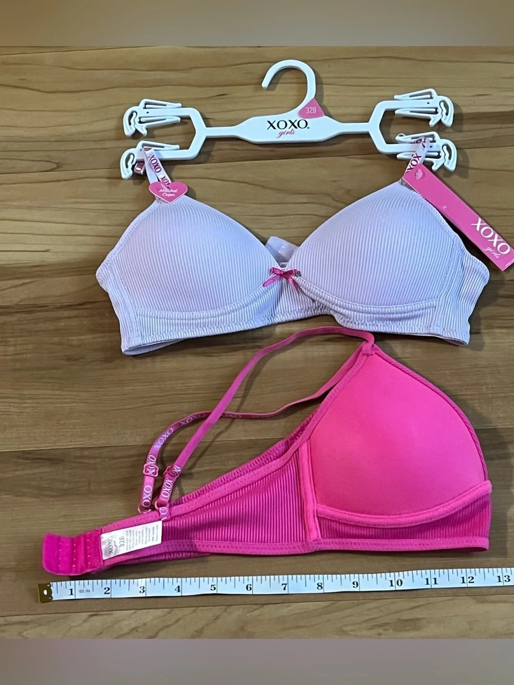 XOXO Girls 2-Pack Ribbed Bras Pink & Lavender NWT 32B